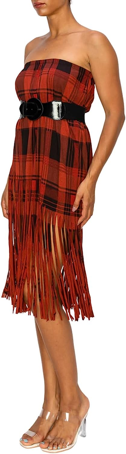 EUNANARA Women’s Asymmetrical Fringe Skirts – High Waisted Elastic Waist Printed Boho Stretch Casual Midi Skirt Made in USA - Image 6